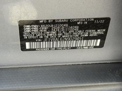 2022 Subaru WRX Limited