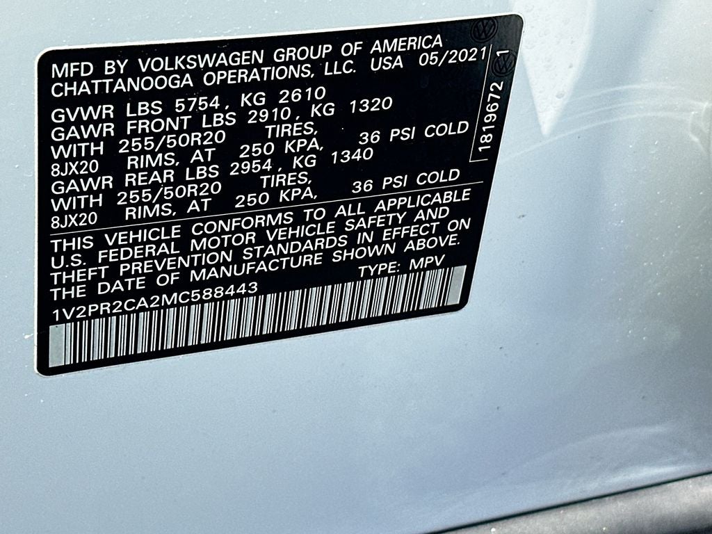 2021 Volkswagen Atlas 3.6L V6 SE w/Technology R-Line