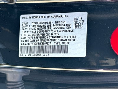 2019 Honda Ridgeline RTL