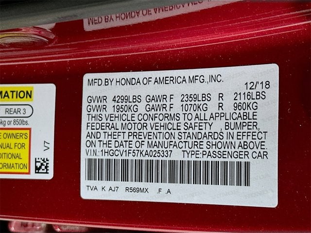 2019 Honda Accord Sedan EX-L 1.5T