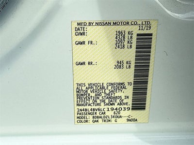 2020 Nissan Altima 2.5 S