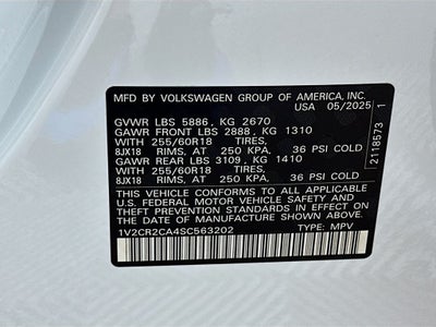 2025 Volkswagen Atlas 2.0T Peak Edition