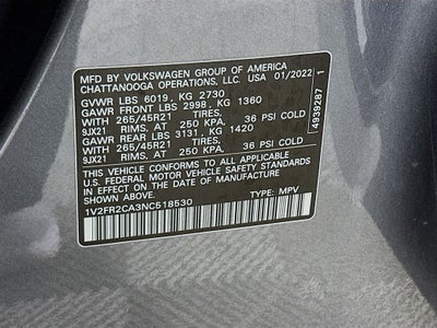 2022 Volkswagen Atlas 3.6L V6 SEL Premium R-Line