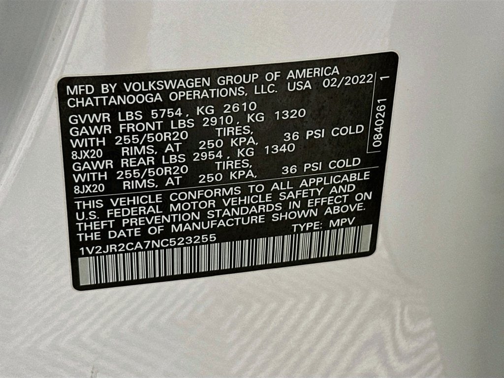 2022 Volkswagen Atlas 3.6L V6 SE w/Technology