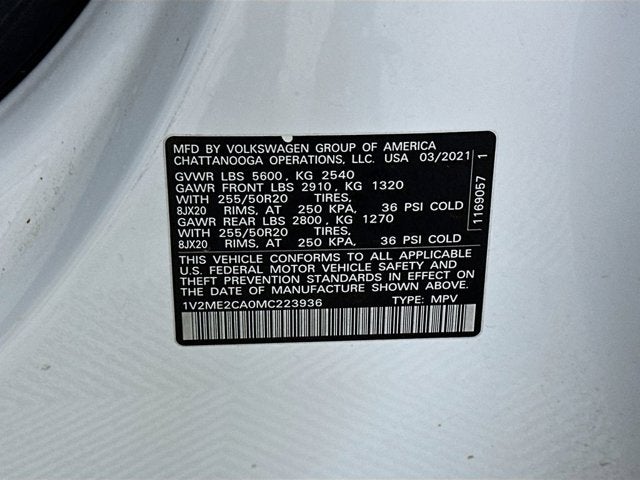 2021 Volkswagen Atlas Cross Sport 3.6L V6 SE w/Technology R-Line