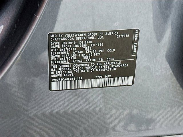 2019 Volkswagen Atlas 3.6L V6 SE w/Technology