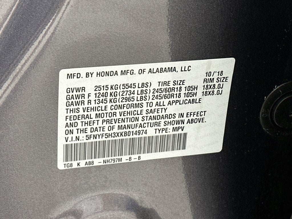2019 Honda Pilot EX