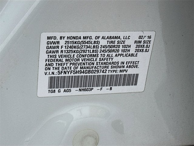 2016 Honda Pilot Touring