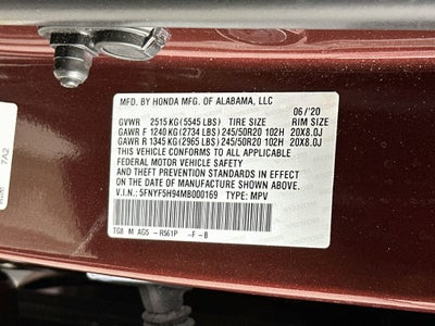 2021 Honda Pilot Touring 8 Passenger