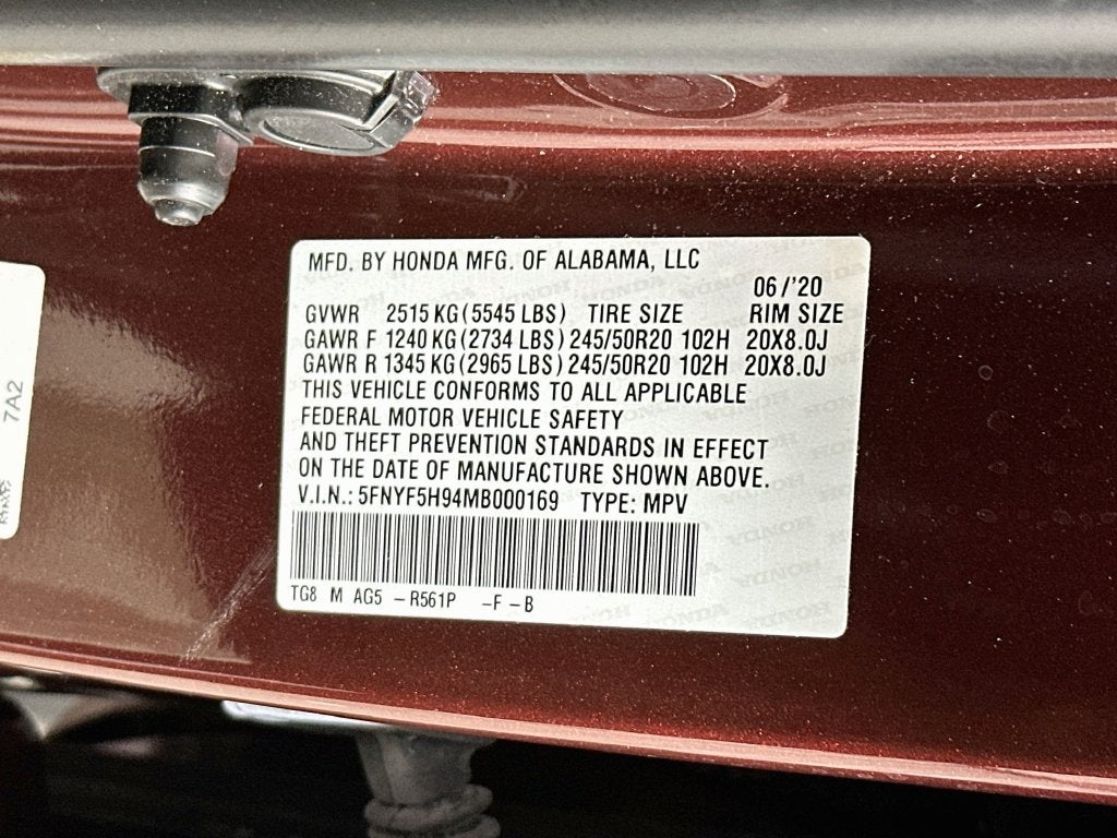 2021 Honda Pilot Touring 8 Passenger