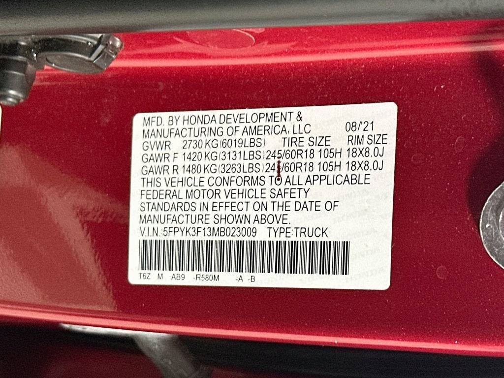 2021 Honda Ridgeline Sport