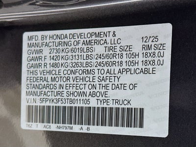 2026 Honda Ridgeline RTL