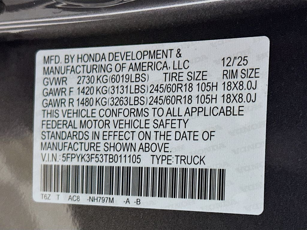 2026 Honda Ridgeline RTL