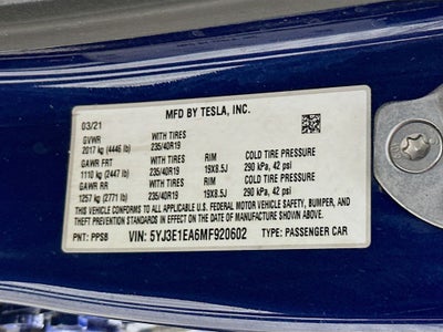2021 Tesla Model 3 Standard Range Plus